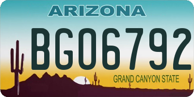 AZ license plate BGO6792
