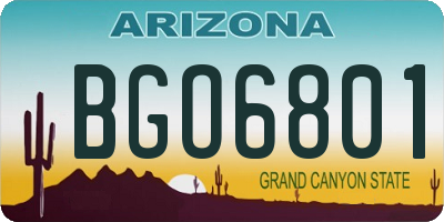 AZ license plate BGO6801