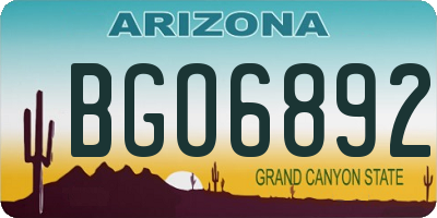 AZ license plate BGO6892