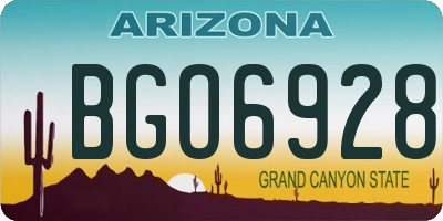 AZ license plate BGO6928