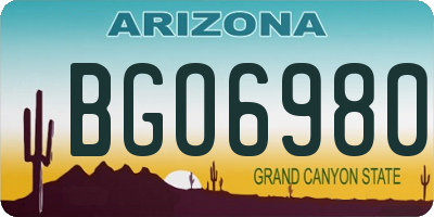 AZ license plate BGO6980