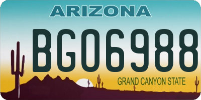 AZ license plate BGO6988