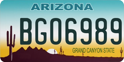 AZ license plate BGO6989