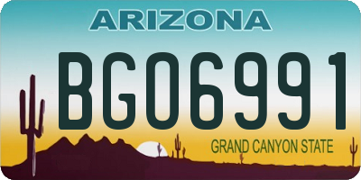 AZ license plate BGO6991