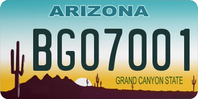 AZ license plate BGO7001