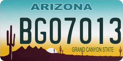 AZ license plate BGO7013