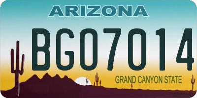 AZ license plate BGO7014