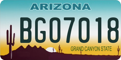 AZ license plate BGO7018
