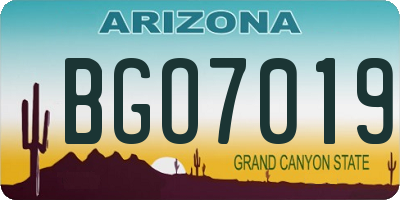 AZ license plate BGO7019
