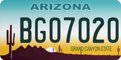 AZ license plate BGO7020