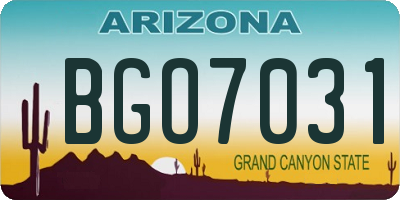 AZ license plate BGO7031