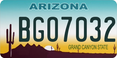 AZ license plate BGO7032