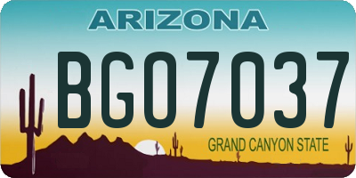 AZ license plate BGO7037