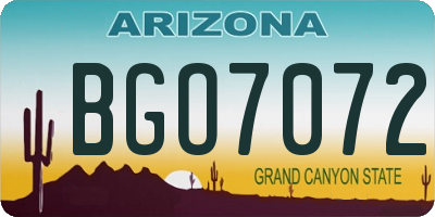 AZ license plate BGO7072