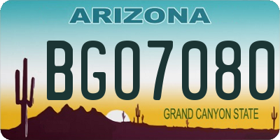 AZ license plate BGO7080