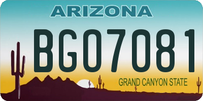 AZ license plate BGO7081