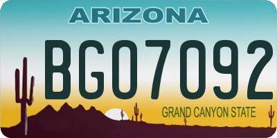 AZ license plate BGO7092