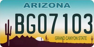 AZ license plate BGO7103