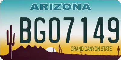AZ license plate BGO7149
