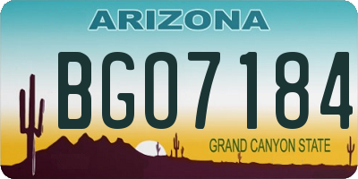 AZ license plate BGO7184