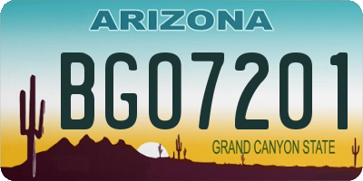 AZ license plate BGO7201
