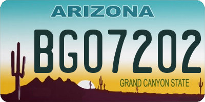 AZ license plate BGO7202