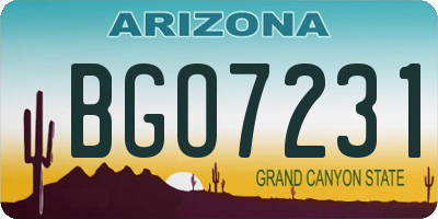 AZ license plate BGO7231