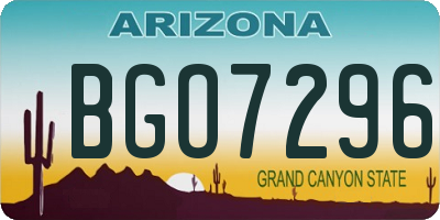 AZ license plate BGO7296