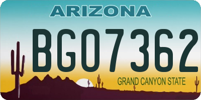 AZ license plate BGO7362
