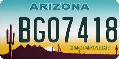 AZ license plate BGO7418