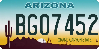 AZ license plate BGO7452