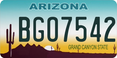 AZ license plate BGO7542