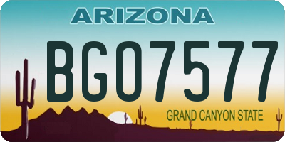 AZ license plate BGO7577