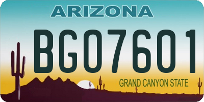 AZ license plate BGO7601