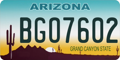 AZ license plate BGO7602