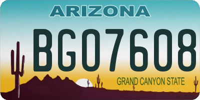 AZ license plate BGO7608