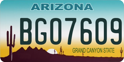 AZ license plate BGO7609