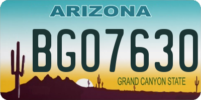 AZ license plate BGO7630