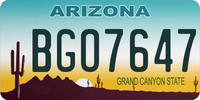 AZ license plate BGO7647