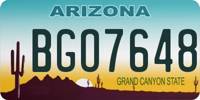 AZ license plate BGO7648