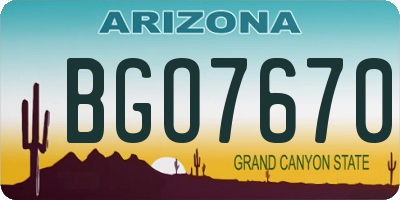 AZ license plate BGO7670