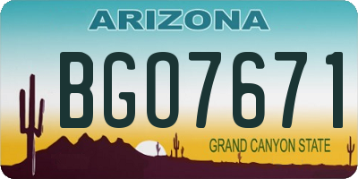 AZ license plate BGO7671