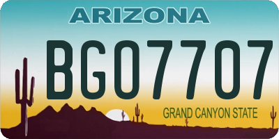 AZ license plate BGO7707