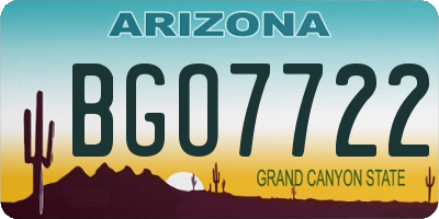 AZ license plate BGO7722