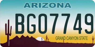 AZ license plate BGO7749