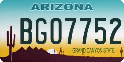 AZ license plate BGO7752