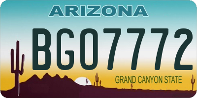 AZ license plate BGO7772