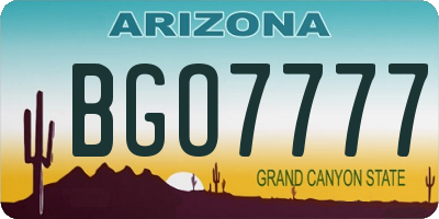 AZ license plate BGO7777