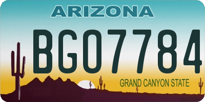 AZ license plate BGO7784