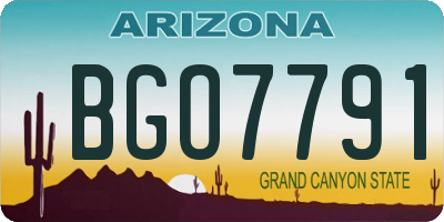 AZ license plate BGO7791